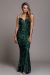 Fitted Silhouette Sequin Prom Gown in Emerald Green